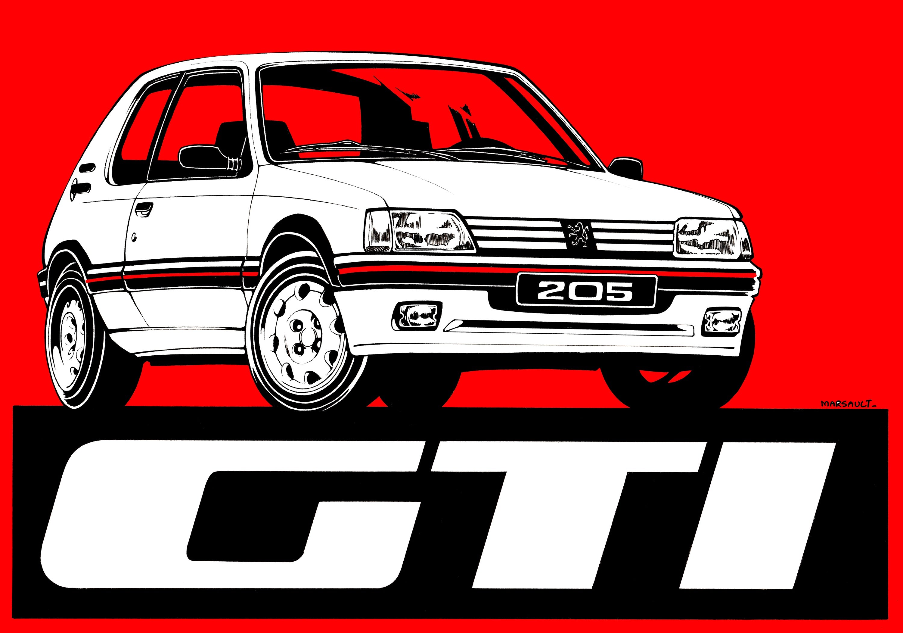 205 GTI FOND ROUGE